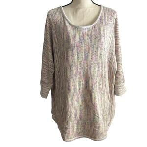 Women’s Avenue plus size sweater knit rainbow multicolor lightweight 18 20 2X